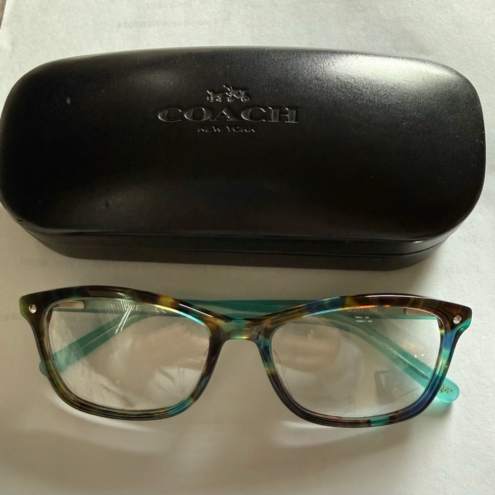 Coach Men’s Multicolor Tortoise Blue-Green Acetate Glasses